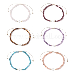 Bracelets tressés en perles de pierres précieuses naturelles mélangées pour femmes&nbsp;BJEW-JB12211