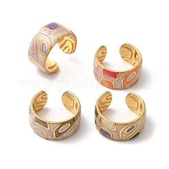 Bague de manchette ouverte en acier inoxydable 304 émaillé&nbsp;RJEW-L335-01B-G