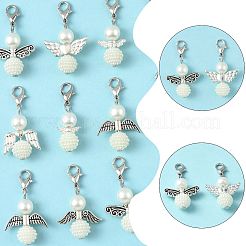 14 pièce 7 styles de décorations suspendues en plastique ABS imitation perle&nbsp;HJEW-FS00042-02-1