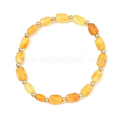 Braccialetti elastici con perline cubiche di ambra naturale per donne e uomini&nbsp;BJEW-JB13639-01