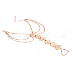 Cavigliere con anelli per le dita dei piedi a strati con catena a maglie floreali in lega per donna&nbsp;FS-WG5F2A8-01