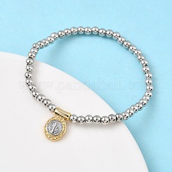 Messing-Armbänder mit ovalen Charms&nbsp;BJEW-B148-03A-03