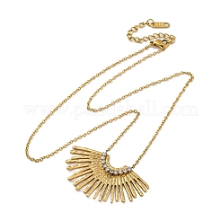 Collar con colgante de abanico de rhinestone de cristal de acero inoxidable 304 para mujer&nbsp;NJEW-U032-03G