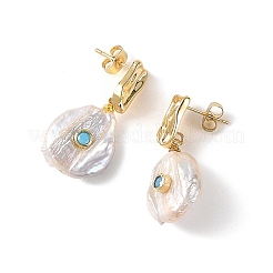 Pendientes colgantes de latón y concha de agua dulce natural&nbsp;EJEW-JE07444