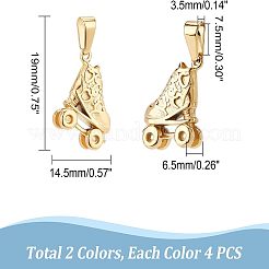 8 pz 2 colori ciondoli in acciaio inossidabile 304&nbsp;STAS-UN0035-04