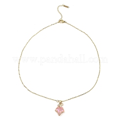 Collares con colgante de circonita cúbica micro pavé de latón dorado claro con hoja de arce&nbsp;NJEW-E105-14KCG-01