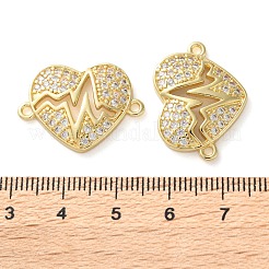Dijes de conector de corazón de circonita cúbica de latón chapado en rack&nbsp;KK-C084-08B-G