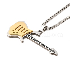 201 collane a catena con ciondolo a forma di chitarra in acciaio inossidabile&nbsp;NJEW-R001-06P-03