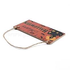 Porte en bois halloween suspendu panneau de bienvenue&nbsp;HJEW-Z002-02A