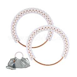Poignées de sac en résine imitation perle avec anneau en fer perlé&nbsp;FIND-WH0435-72KCG-01