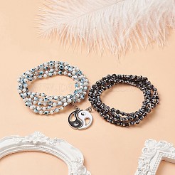 2 Stück 2-farbiges Glas-Stretch-Set mit bösem Blick und Glas-Stretch-Armbändern&nbsp;BJEW-JB08785