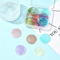 24 Stück 8 Farben sprühlackiert natürliche Capiz Muschel Scheibenglieder Verbinder Charms&nbsp;SSHEL-FS0001-06