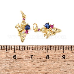 Pendentifs avec zircon cubiques à micro-pavés en laiton&nbsp;KK-C143-04G
