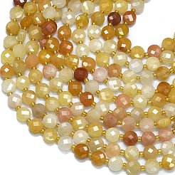 Natürliche goldene Seidenjadeperlenstränge&nbsp;G-K389-B15-01