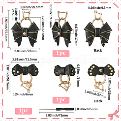 2 pendentif nœud papillon en cuir PU&nbsp;HJEW-SP0001-23C