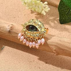 Verstellbare Ringe aus Legierung mit bösem Blick&nbsp;RJEW-A057-02G