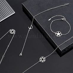 6 bracelet à maillons pentacle en acier inoxydable 201&nbsp;BJEW-UN0001-16P