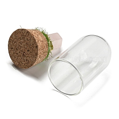 Natürliche Rosenquarz-Kugel-Display-Dekoration mit Glaskuppel-Cloche-Abdeckung&nbsp;DJEW-B009-02G