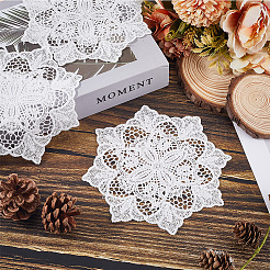 Posavasos de encaje bordado de poliéster con flores&nbsp;AJEW-WH20010-93A