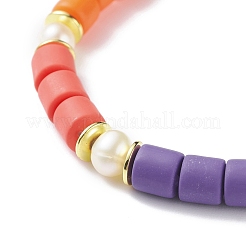 Bracelet extensible en perles de colonne en argile polymère fait à la main&nbsp;BJEW-JB07264