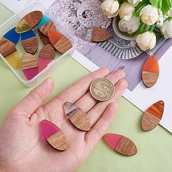 16 pièces 8 styles pendentifs en résine transparente et bois de noyer&nbsp;RESI-SZ0001-86