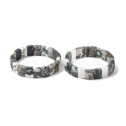 Bracelets extensibles rectangulaires en perles d'agate d'arbre naturel pour femmes et hommes&nbsp;BJEW-Z149-01C