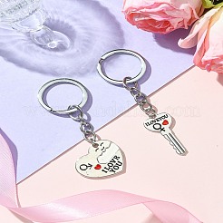 Porte-clés fendu en alliage clé et cœur pour la Saint-Valentin&nbsp;KEYC-YW00054