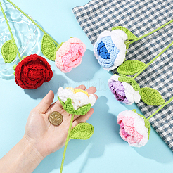 6 Stück 6 Farben gehäkelte Kunstblume aus Polyester&nbsp;AJEW-SC0031-26