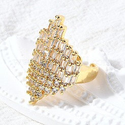 Bagues ouvertes réglables en laiton avec micro pavé de zircones cubiques&nbsp;RJEW-D313-10G
