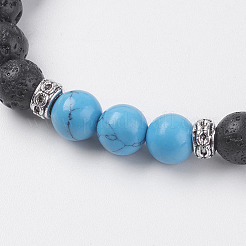 Natürliche Lava Rock Perlen Stretch Armbänder&nbsp;BJEW-I241-12G