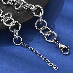 12 mm Damen-Halskette aus strukturiertem Edelstahl 304 mit Ringgliedern&nbsp;NJEW-A067-04P