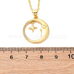Colliers à pendentif en zircone cubique transparent micro pavé en laiton&nbsp;NJEW-S438-05B-G