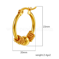 Boucles d'oreilles créoles à perles rondes en acier inoxydable 304&nbsp;FS-WGEDA3A-01