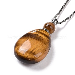 Natürliche Mischsteinparfümflasche-Anhängerhalsketten&nbsp;NJEW-F251-06