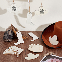 40 Stück 2 Stile Cowboy-Thema unbehandelte Holzanhänger&nbsp;WOOD-GA0002-02