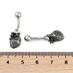 Bauchnabelringe aus chirurgischem Edelstahl 316 mit Herz&nbsp;EJEW-G416-10AS