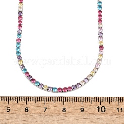 925 collier tennis en argent sterling pavé de zircones cubiques colorées pour femme&nbsp;NJEW-C096-01A-P01
