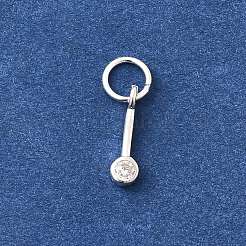 925 breloque ronde plate en argent sterling avec zircone cubique transparente&nbsp;STER-I022-03S