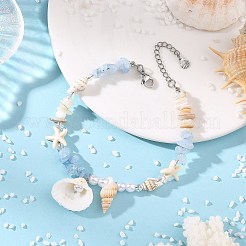 Cavigliere con ciondoli a forma di conchiglia marina naturale&nbsp;AJEW-AN00839