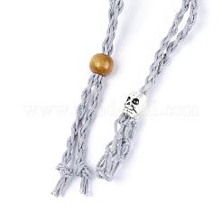 Fabrication de collier de pochette en macramé avec cordon ciré tressé réglable&nbsp;MAK-WH0009-02C