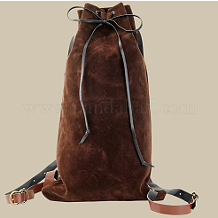 Mochilas con cordón de fibra flocada con correas de cuero PU y cierres de aleación&nbsp;ABAG-WH20019-02B