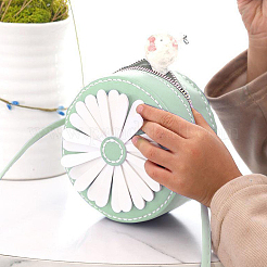 Diy nähen auf pu leder gänseblümchen blumenmuster runde multi-use crossbody/schultertasche herstellung kits&nbsp;DIY-WH0297-56C