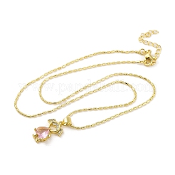 Colliers avec pendentif en laiton et zircone cubique pour fille&nbsp;LS-NJEW-S430-01G-02