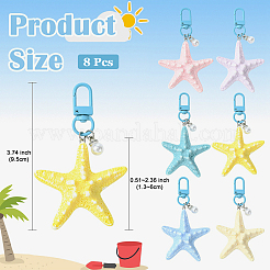 8 colgante de estrella de mar de resina opaca.&nbsp;HJEW-YW00267