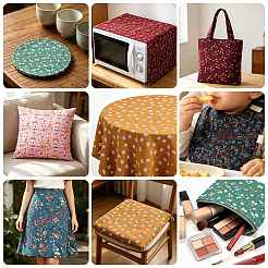 Tissu imprimé à motifs floraux en coton et lin&nbsp;AJEW-FZC0003-01C