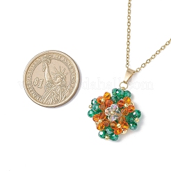 Collier avec pendentif trèfle en perles de verre et chaîne en acier inoxydable 304 pour femme&nbsp;NJEW-MZ00128-03