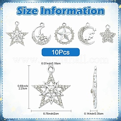 10 Stück 5 Stile Legierung Kristall Strass Anhänger&nbsp;FIND-YW0011-73