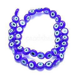 Handmade bösen Blick lampwork flache runde Perle Stränge&nbsp;LAMP-L058-8mm-12