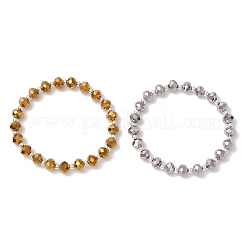 Perle di vetro trasparenti galvanizzate con perle di ematite sintetica non magnetica galvanizzata e braccialetti di filo di cristallo elastico coreano&nbsp;BJEW-JB11705