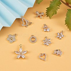 Charms in ottone con zirconi cubici in ottone placcato a cremagliera a 10 pezzi&nbsp;ZIRC-SZ0002-25